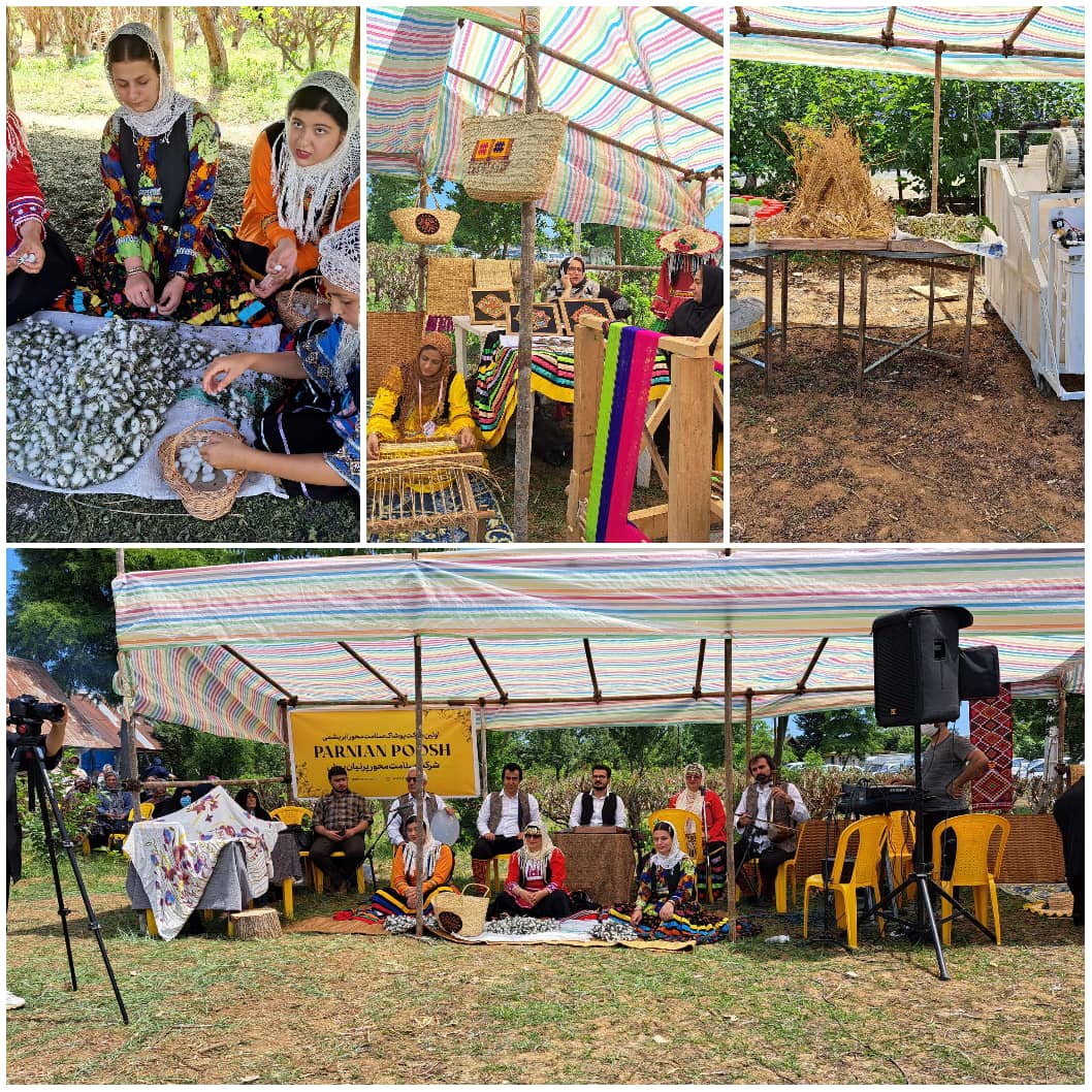 نخستین رویداد ملی 《کار-آئین کج چینی》وهمایش راهکارهای احیاء و توسعه نوغانداری درآخرین روز هفته جهادکشاورزی در روستای خالجیر شهرستان لنگرود برگزارشد