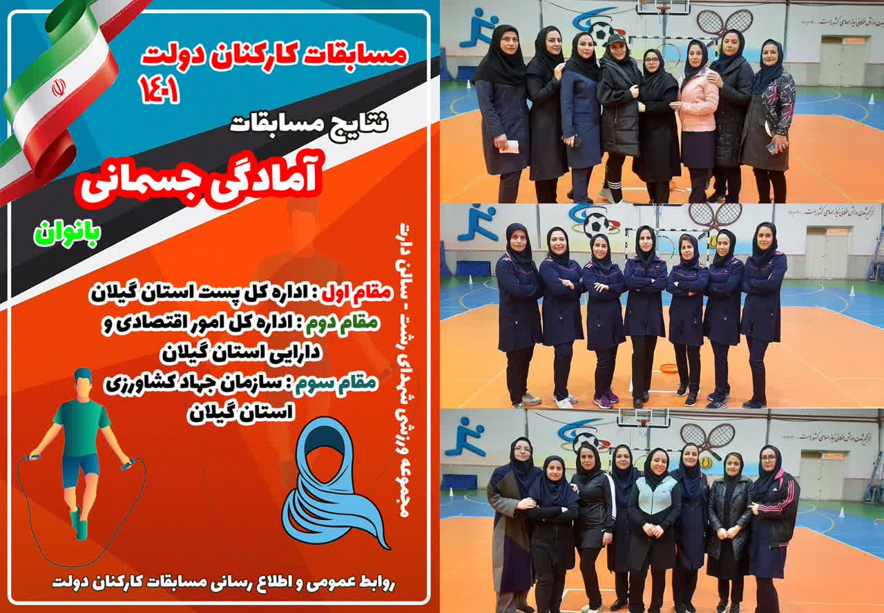 کسب مقام سوم انفرادی سازمان جهاد کشاورزی استان گیلان در مسابقات دارت و مقام سوم تیمی در مسابقات آمادگی جسمانی ویژه  کارکنان دولت (بانوان)